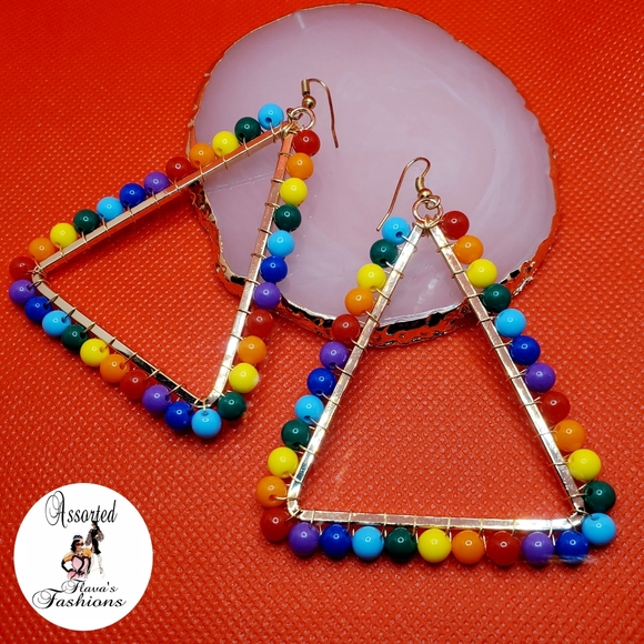 Rainbow Beaded Earrings - Picture 5 of 9